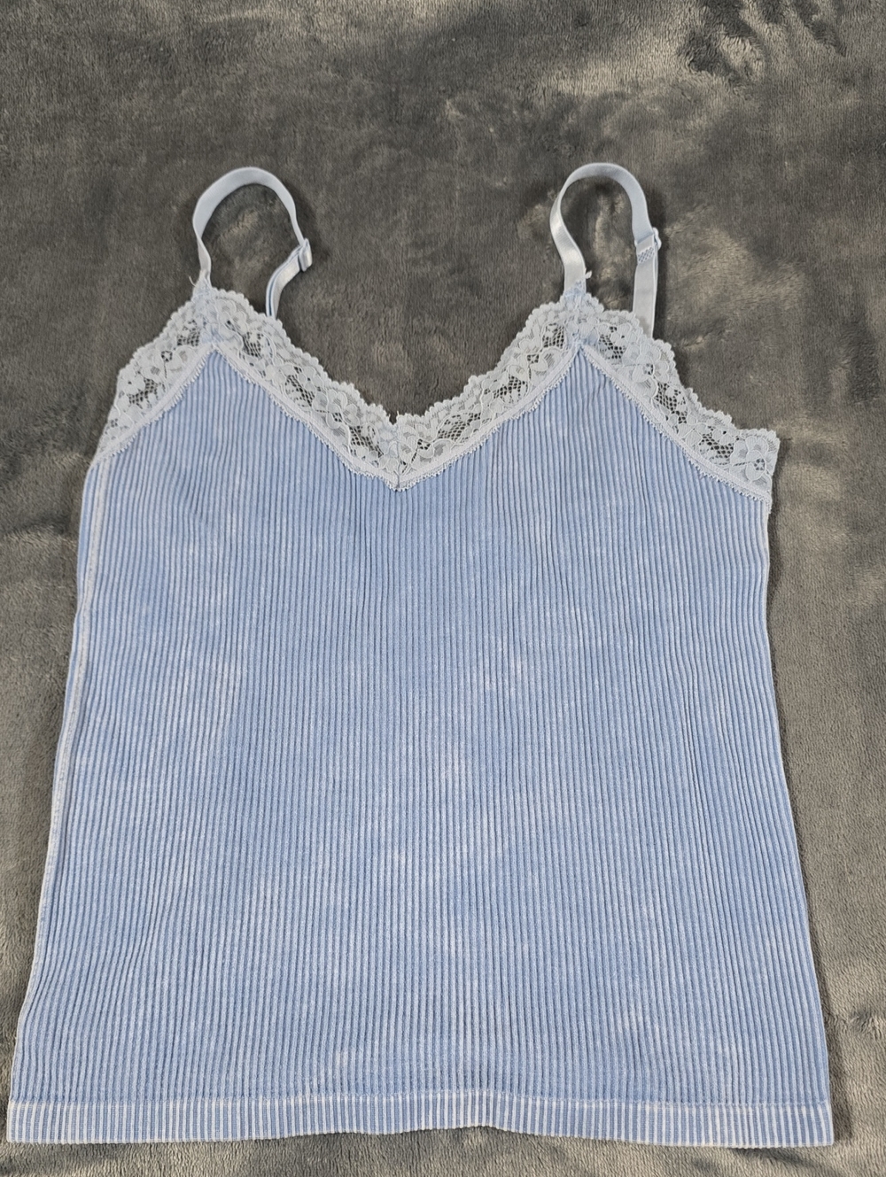 Rue21 Dusty Blue Ribbed Lace-Trim Cami
